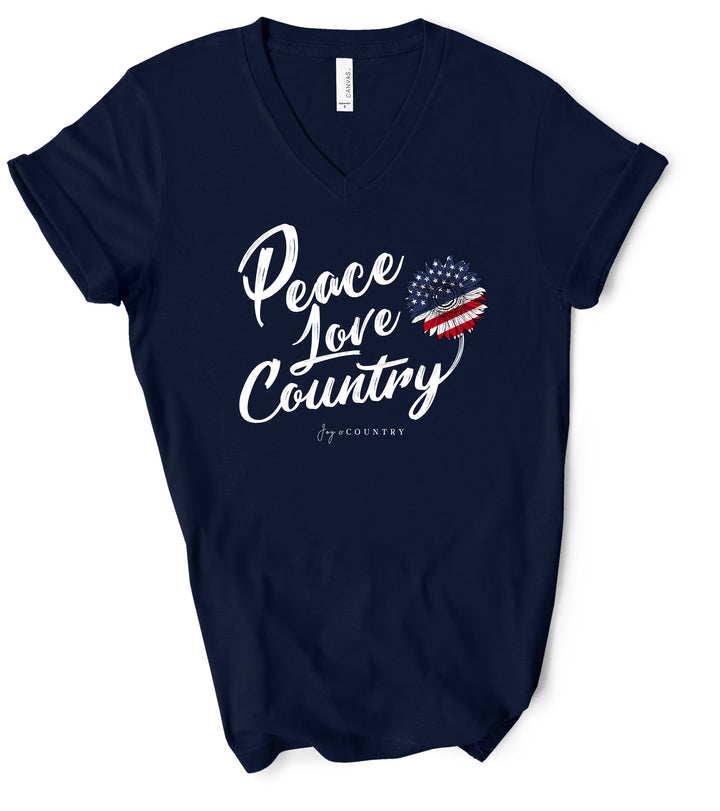 Peace, Love & Country - Unisex V-Neck Tee - Joy & Country