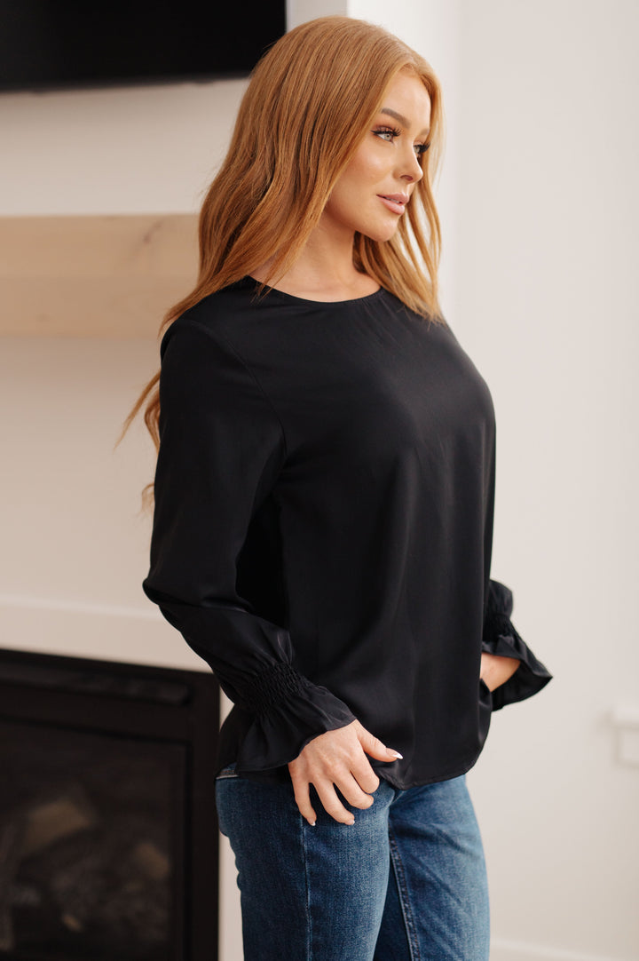 Moment Of Peace Smocked Sleeve Blouse
