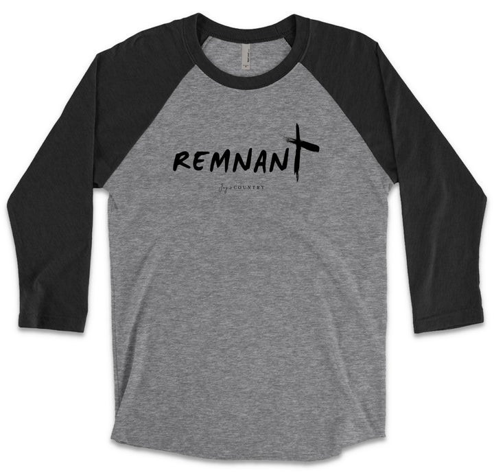 Remnant with Cross - Unisex Tri-Blend 3/4 Sleeve Raglan Tee - Joy & Country