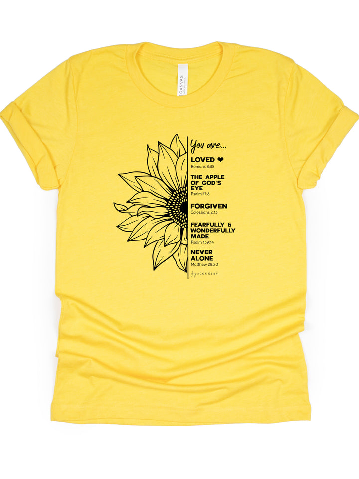 You are Loved Sunflower Scriptures - Unisex Crew-Neck Tee - Joy & Country