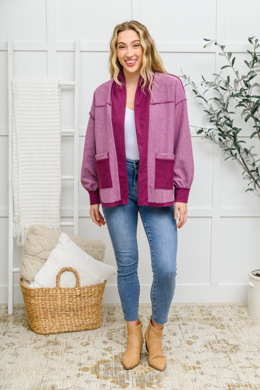 Knitted Hearts - Plum Jacket - Joy & Country