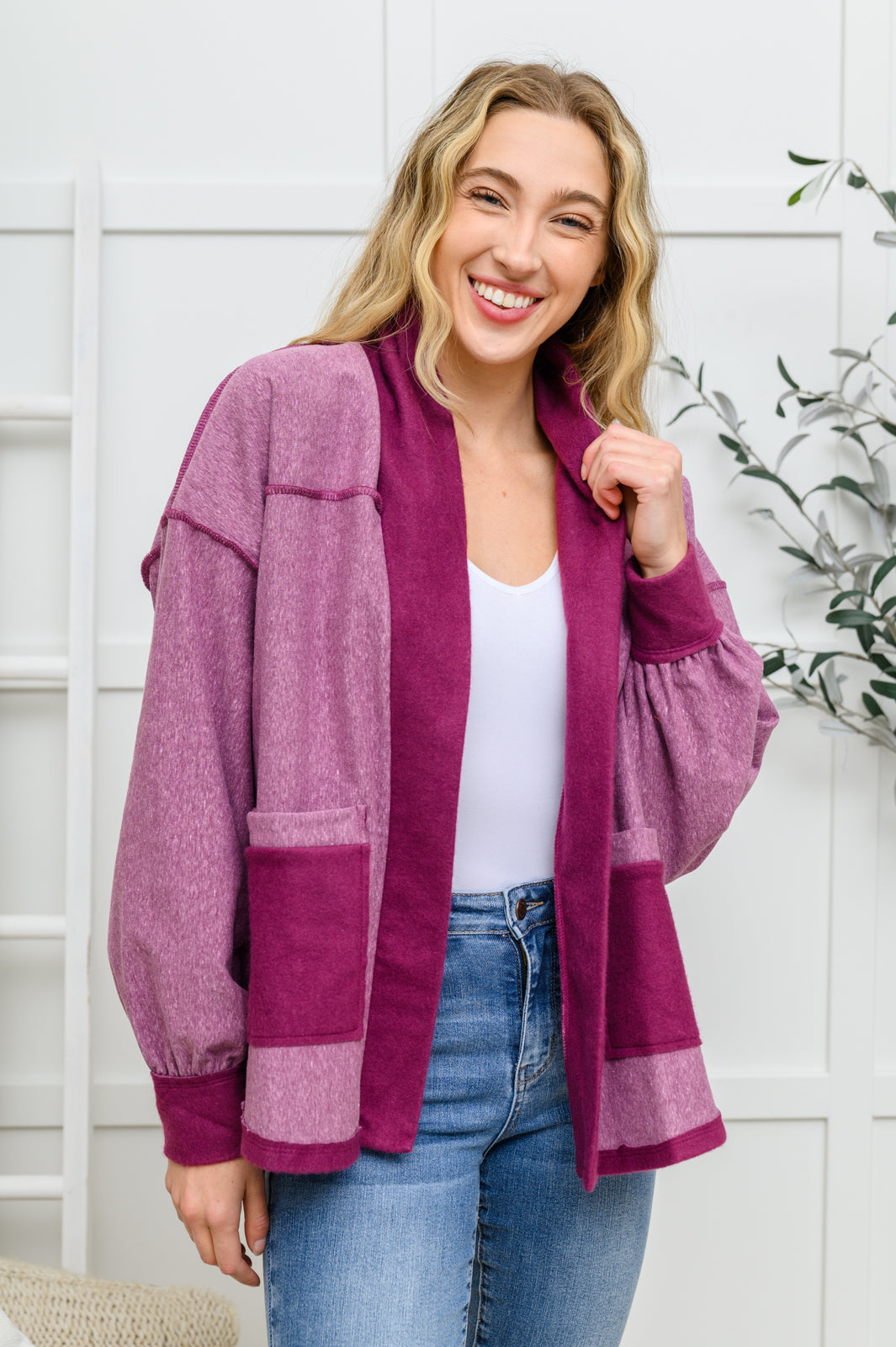 Knitted Hearts - Plum Jacket - Joy & Country