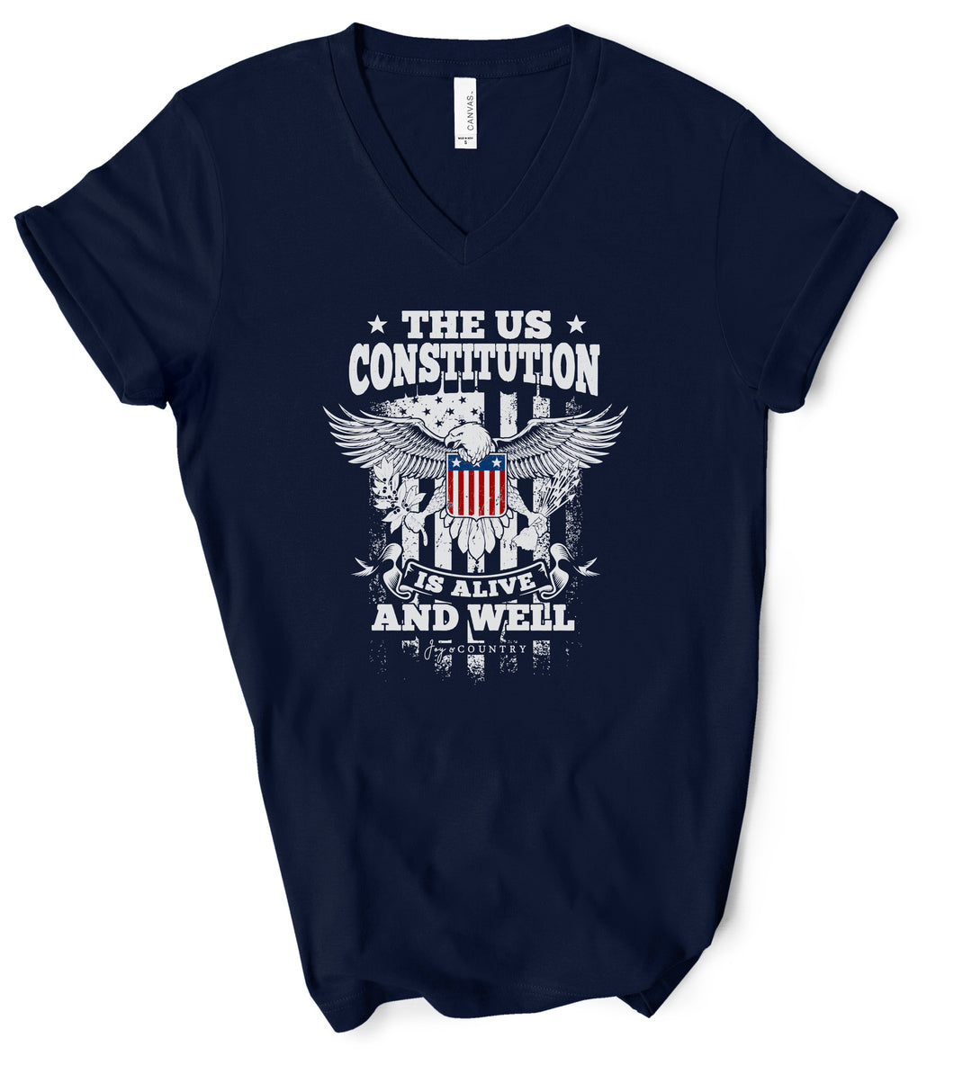 The US Constitution is Alive and Well - Unisex V-Neck Tee - Joy & Country