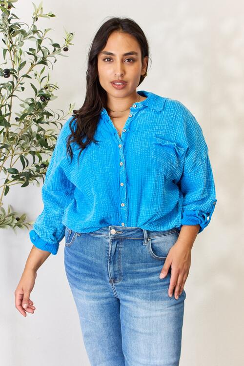 Ocean Blue Washed Cotton Top
