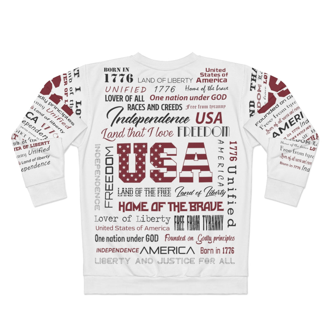 USA Words (White Base) - Premium Unisex Crew-Neck Sweatshirt - Joy & Country