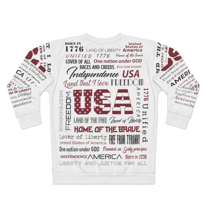 USA Words (White Base) - Premium Unisex Crew-Neck Sweatshirt - Joy & Country