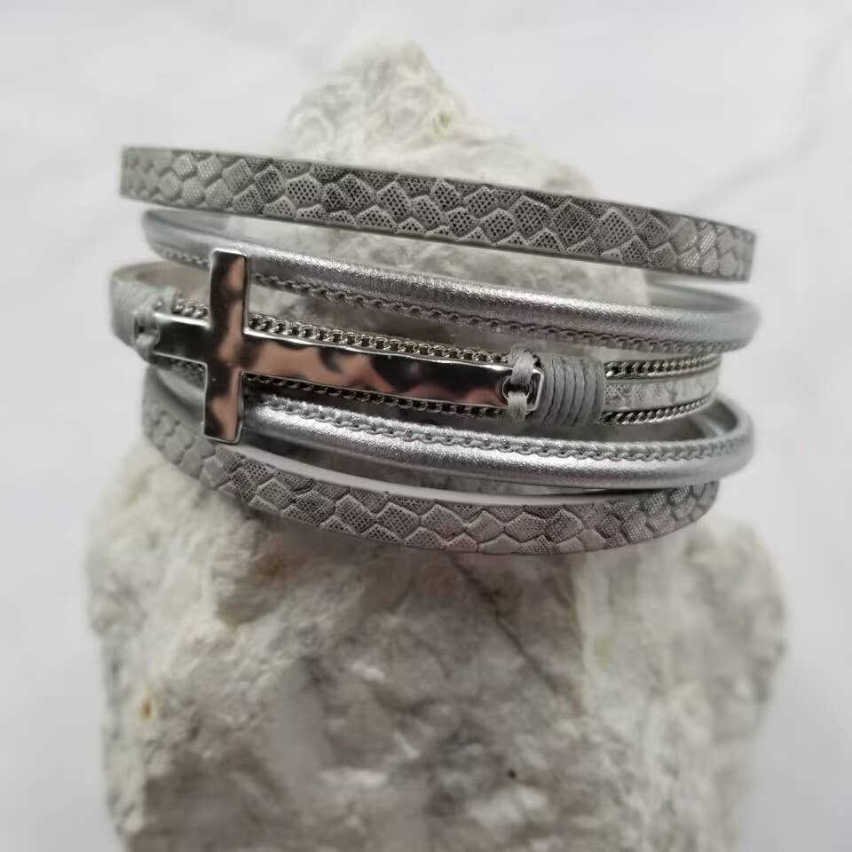 The Greatest Gift - Cross Leather Magnetic Bracelet