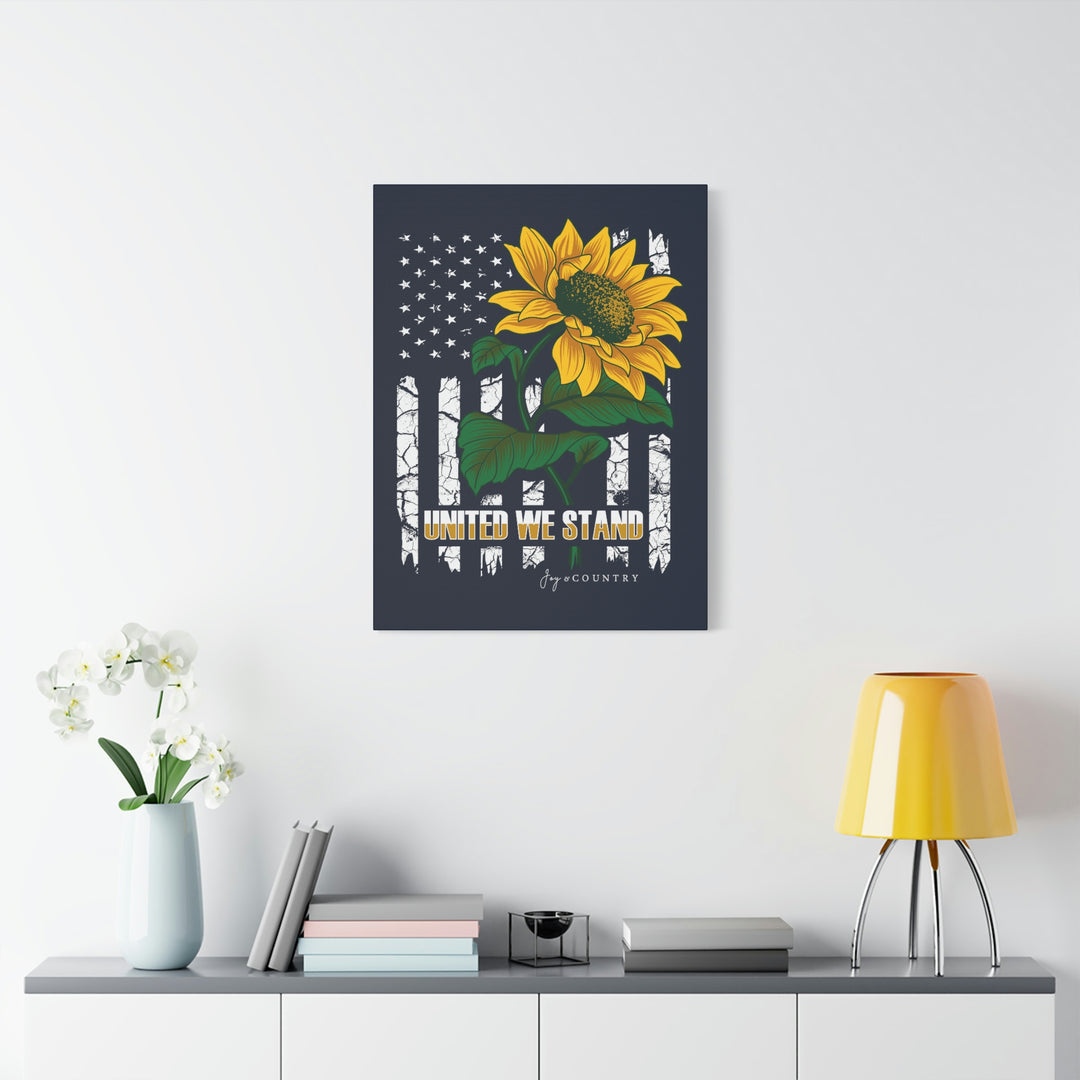 United We Stand American Flag Sunflower - Stretched, 1.25" Canvas Art