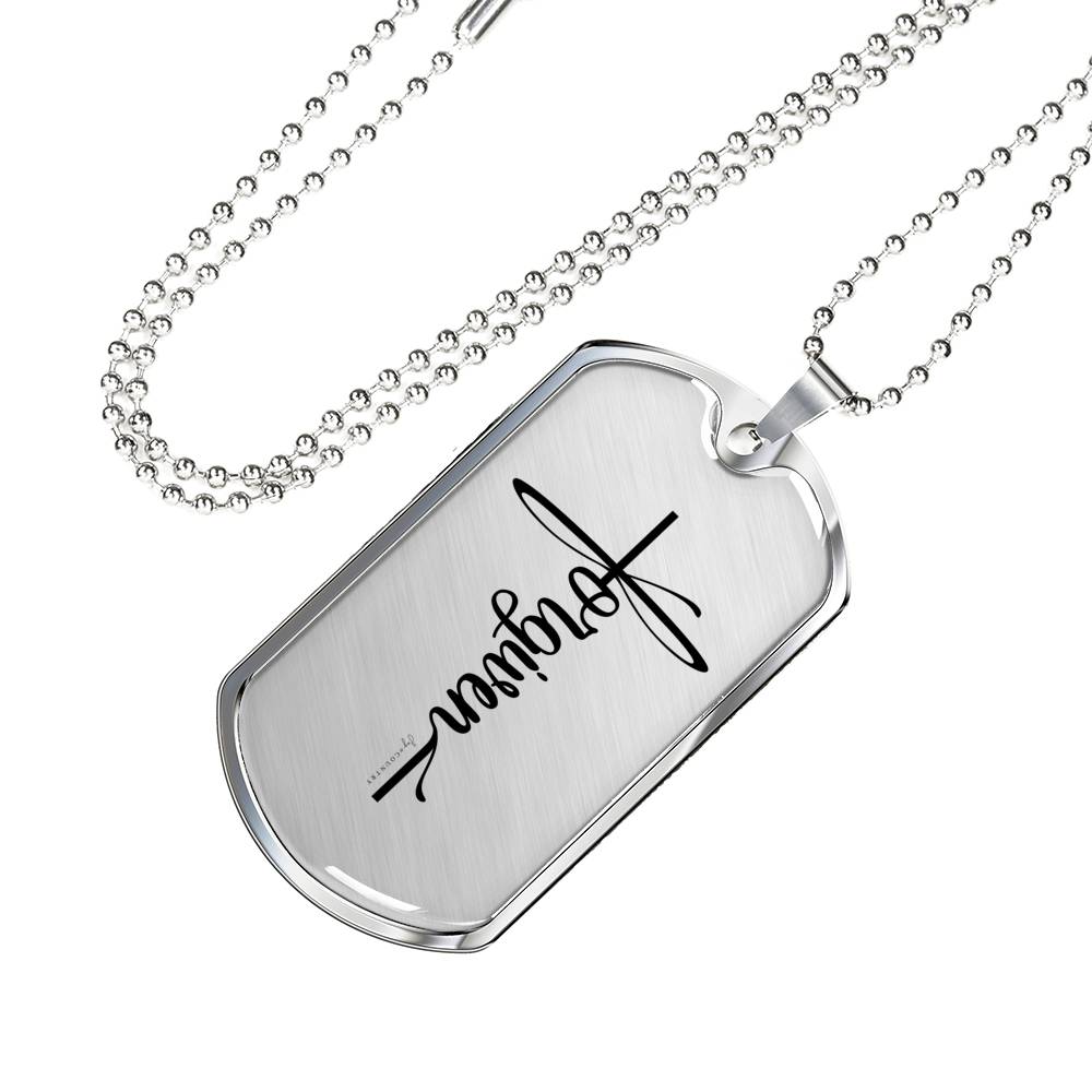 Forgiven Cross - Military-Style Dog Tag Stainless Steel Necklace - Engravable - Joy & Country