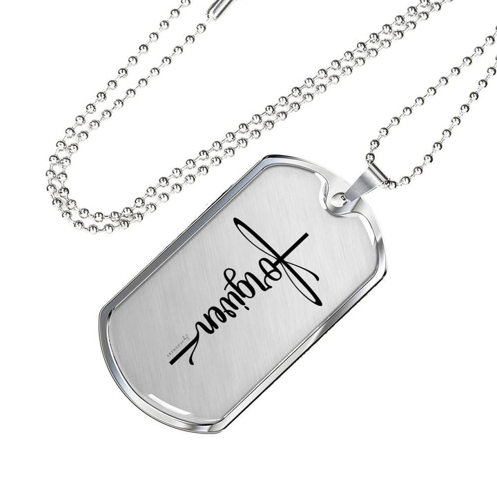 Forgiven Cross - Military-Style Dog Tag Stainless Steel Necklace - Engravable - Joy & Country