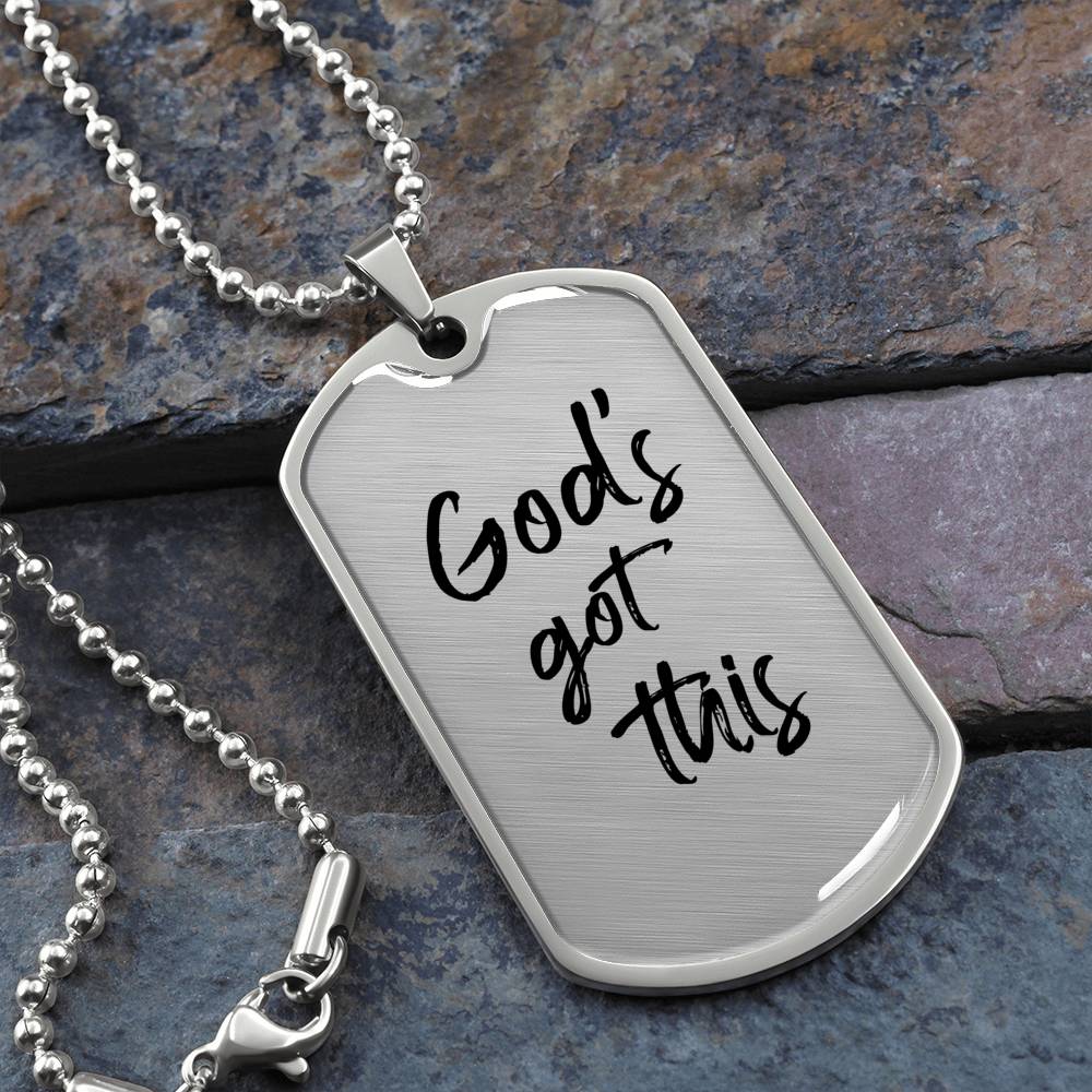 God's Got This - Military-Style Dog Tag Stainless Steel Necklace - Engravable - Joy & Country