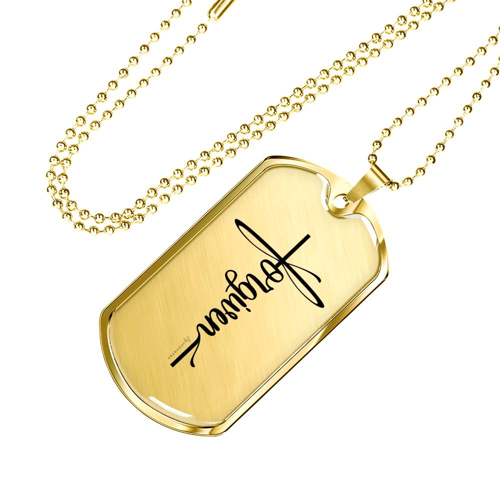 Forgiven Cross - Military-Style Dog Tag Stainless Steel Necklace - Engravable - Joy & Country