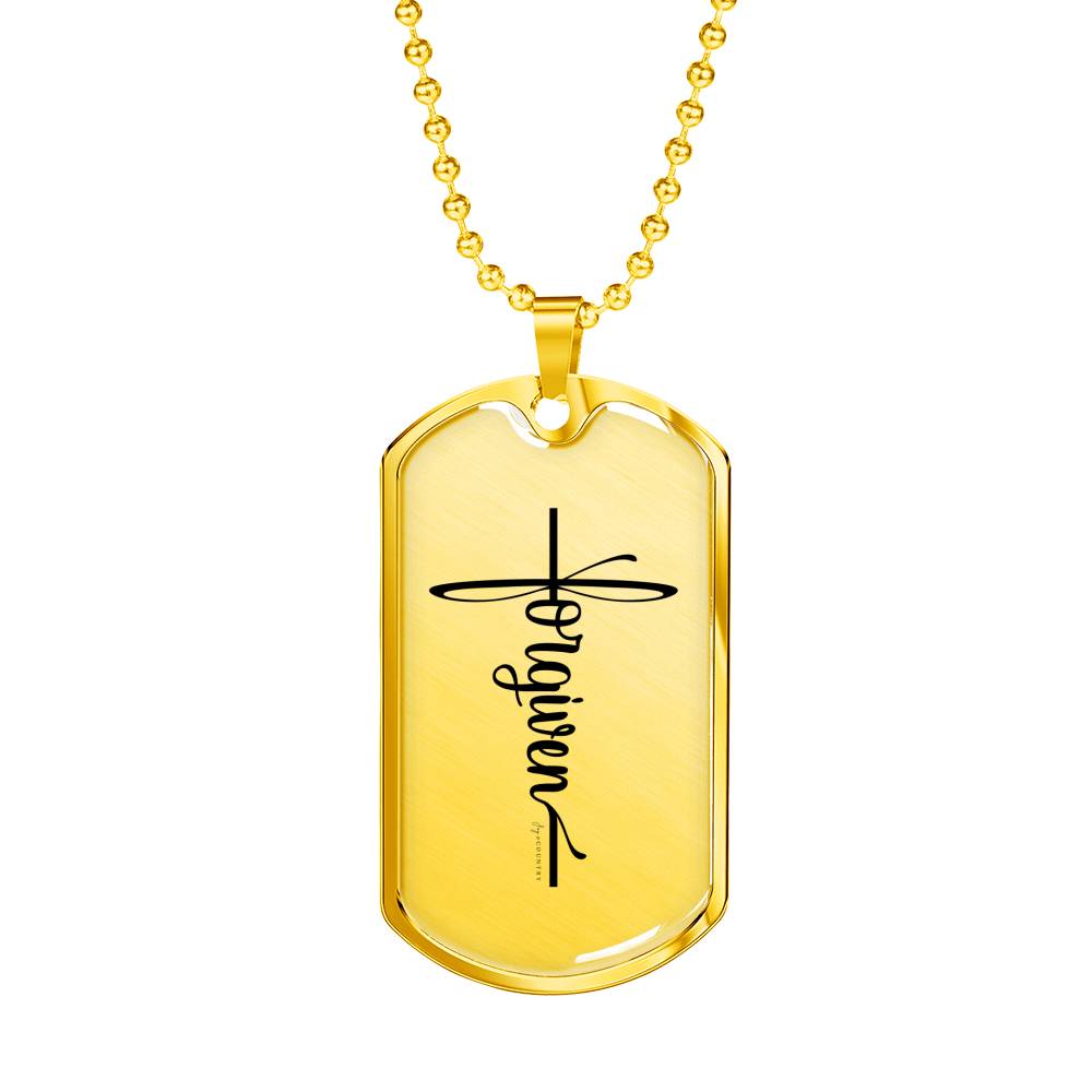 Forgiven Cross - Military-Style Dog Tag Stainless Steel Necklace - Engravable - Joy & Country