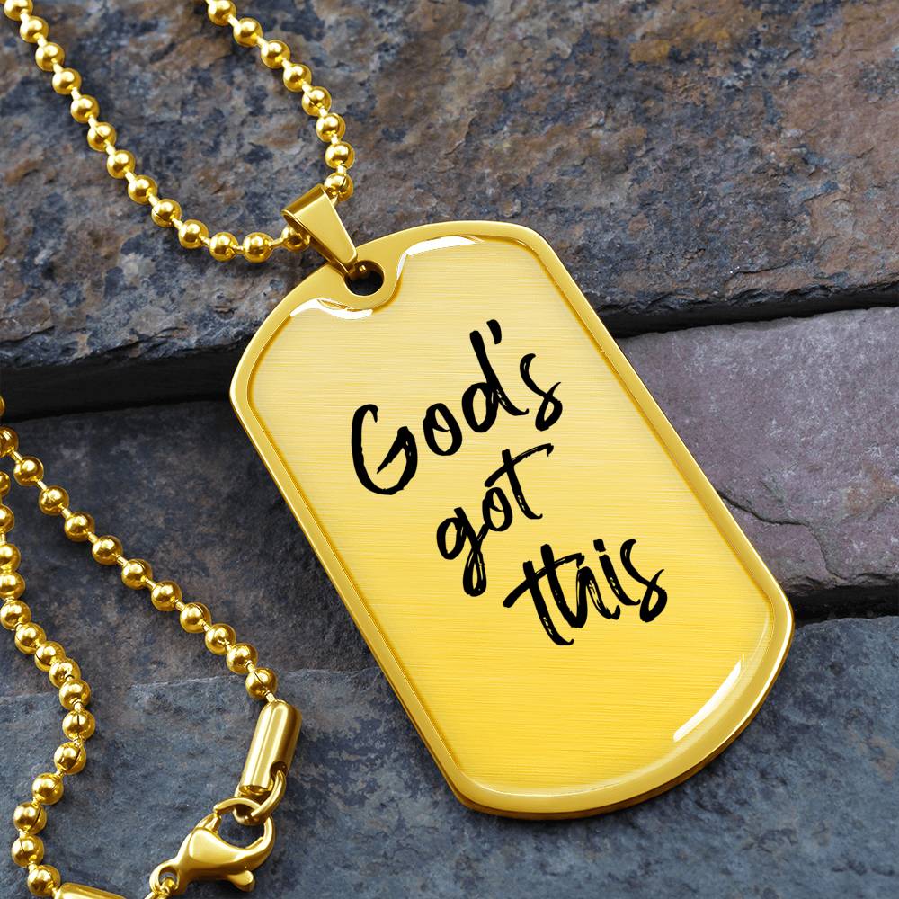 God's Got This - Military-Style Dog Tag Stainless Steel Necklace - Engravable - Joy & Country