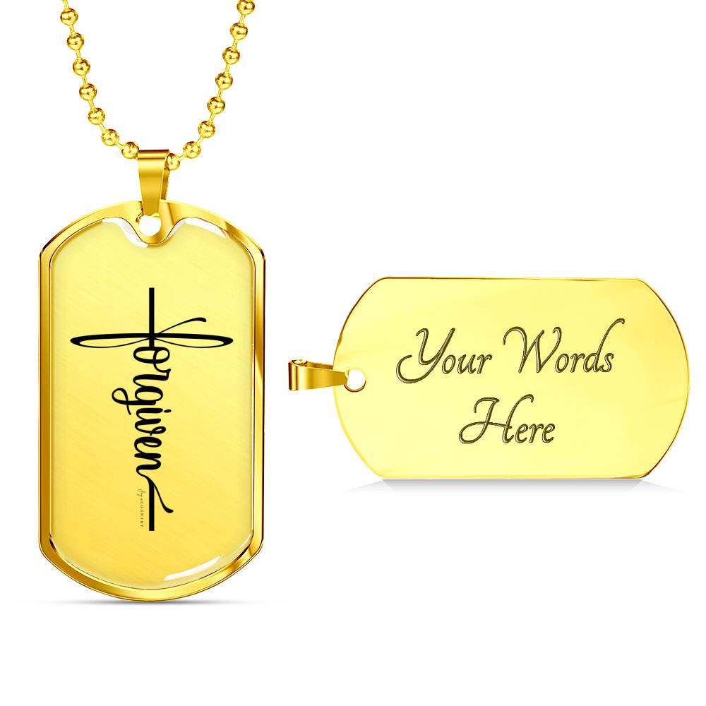 Forgiven Cross - Military-Style Dog Tag Stainless Steel Necklace - Engravable - Joy & Country