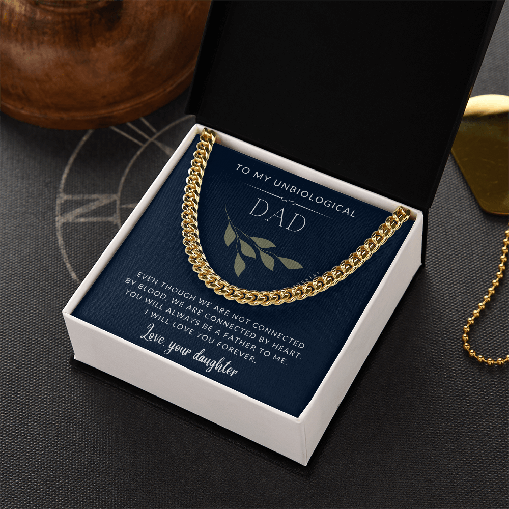 To My Unbiological Dad - Love Daughter - Stainless Steel Chain Necklace - Joy & Country
