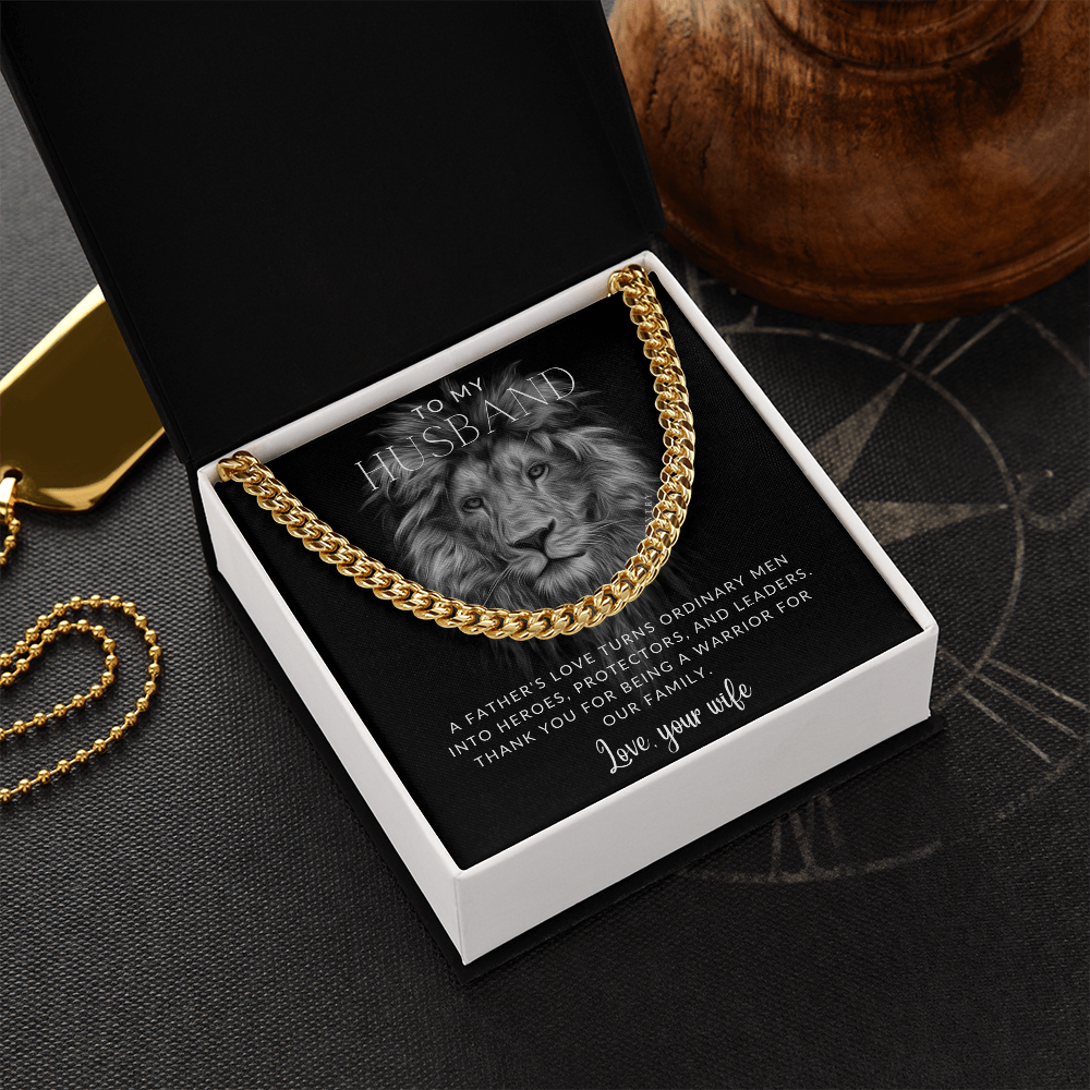 To My Husband - Lion - Stainless Steel Chain Necklace - Joy & Country