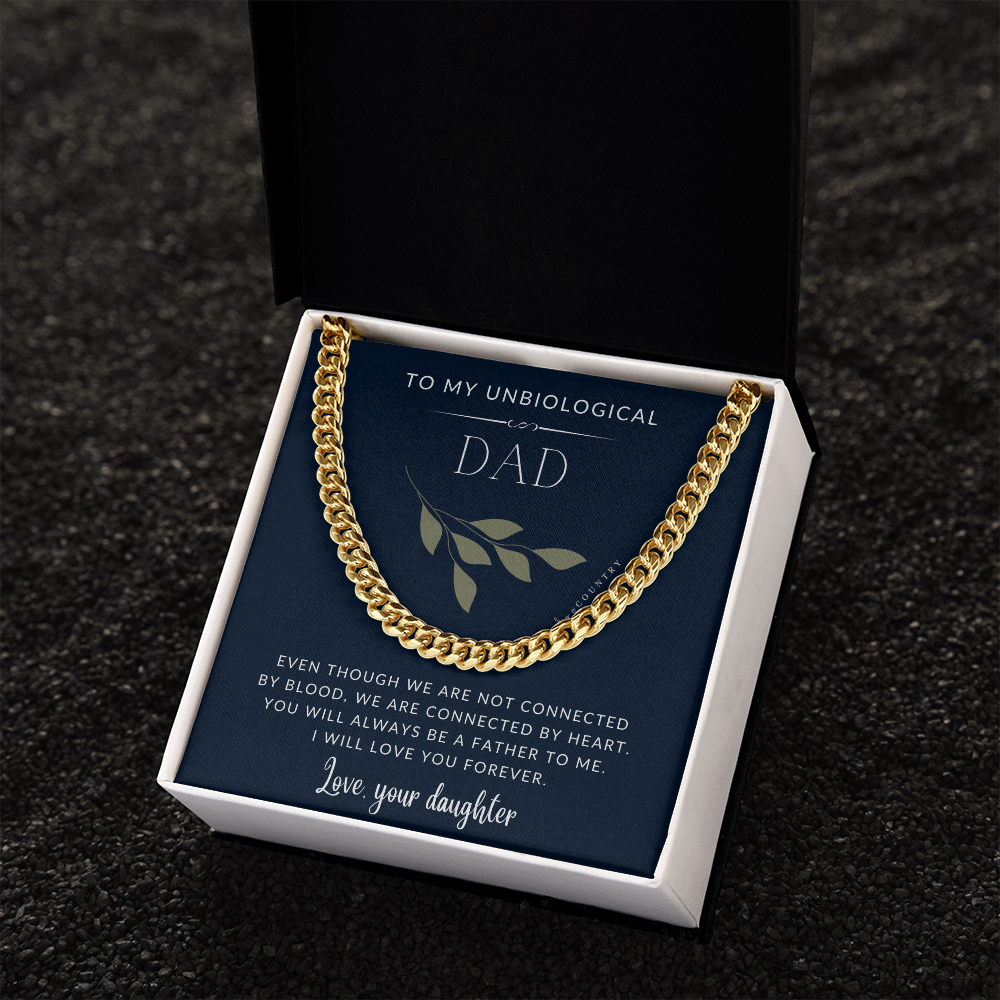 To My Unbiological Dad - Love Daughter - Stainless Steel Chain Necklace - Joy & Country