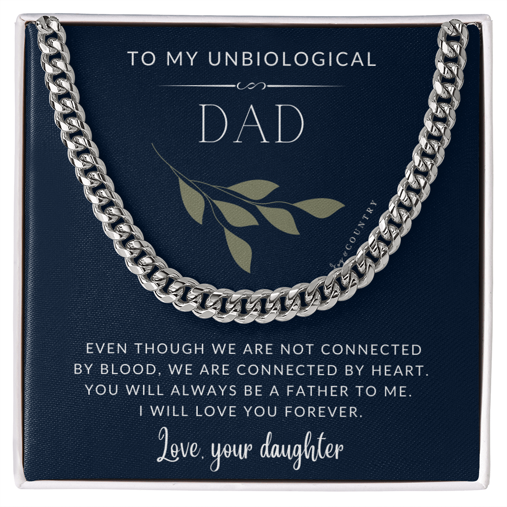 To My Unbiological Dad - Love Daughter - Stainless Steel Chain Necklace - Joy & Country