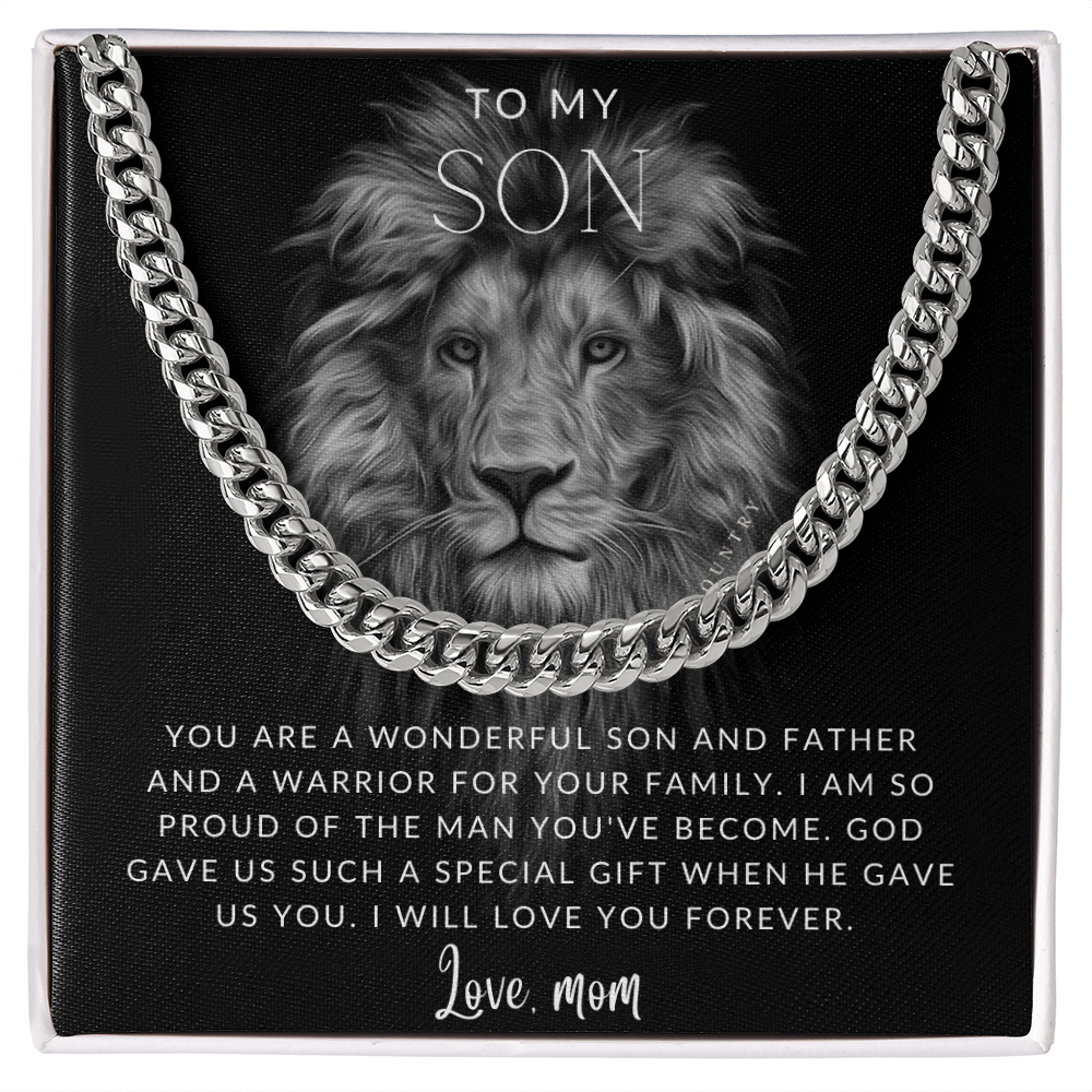 To My Son - Love Mom - Stainless Steel Chain Necklace - Joy & Country