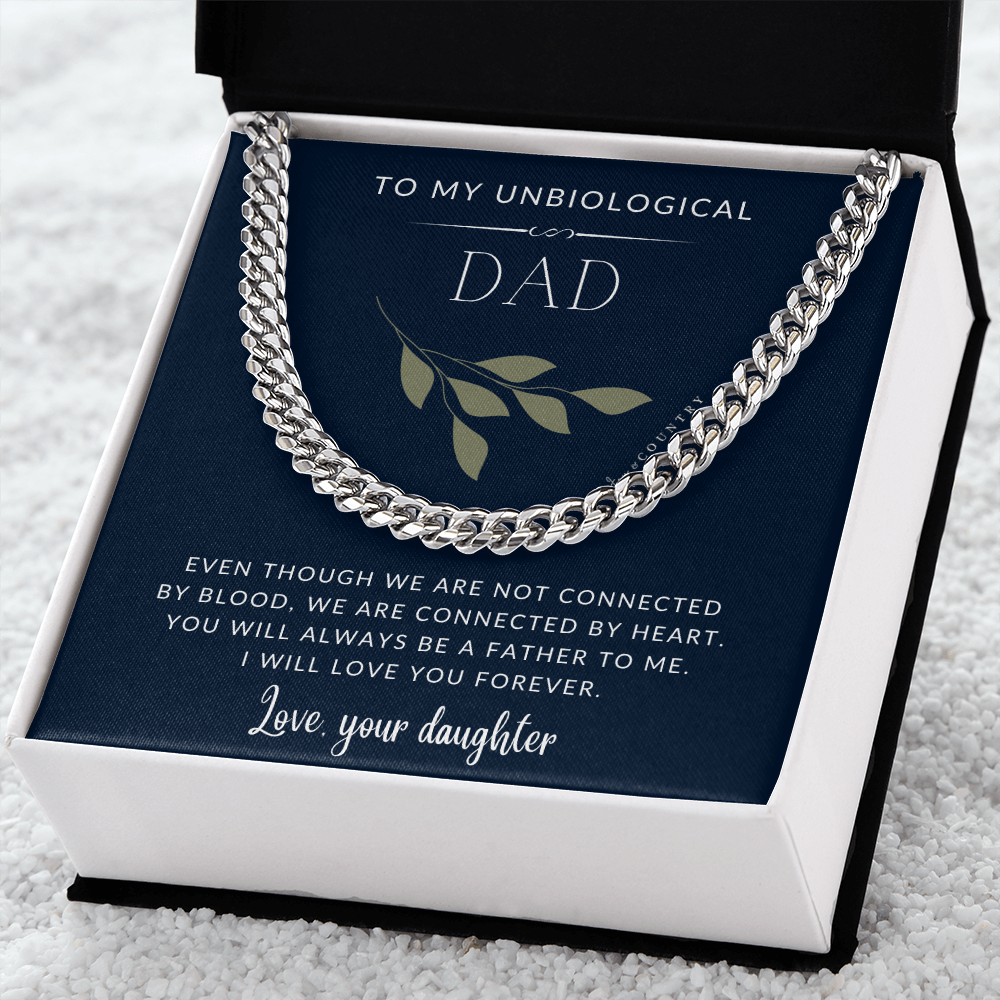 To My Unbiological Dad - Love Daughter - Stainless Steel Chain Necklace - Joy & Country