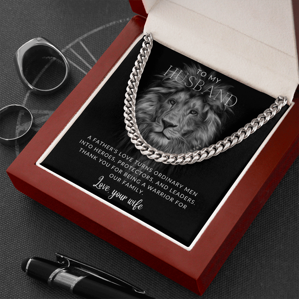 To My Husband - Lion - Stainless Steel Chain Necklace - Joy & Country