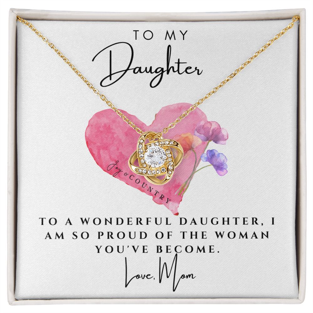 To My Daughter Heart - Love Knot Necklace (Silver & Gold)   Necklaces Joy & Country