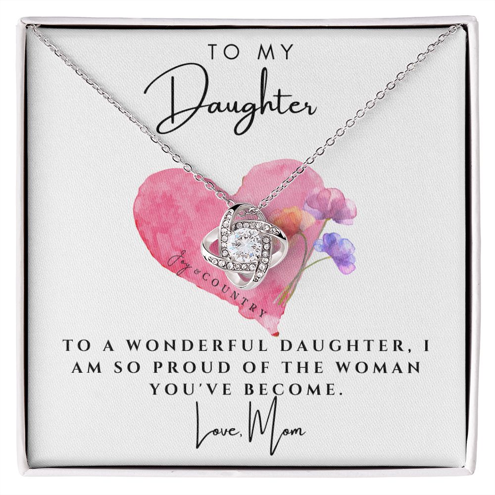To My Daughter Heart - Love Knot Necklace (Silver & Gold)   Necklaces Joy & Country