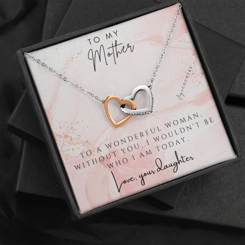 To My Mother - Two Hearts Interlocking Necklace - Joy & Country