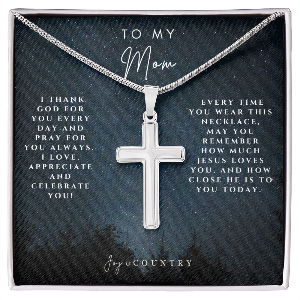 To My Mom - Stainless Steel Cross Necklace   Necklaces Joy & Country
