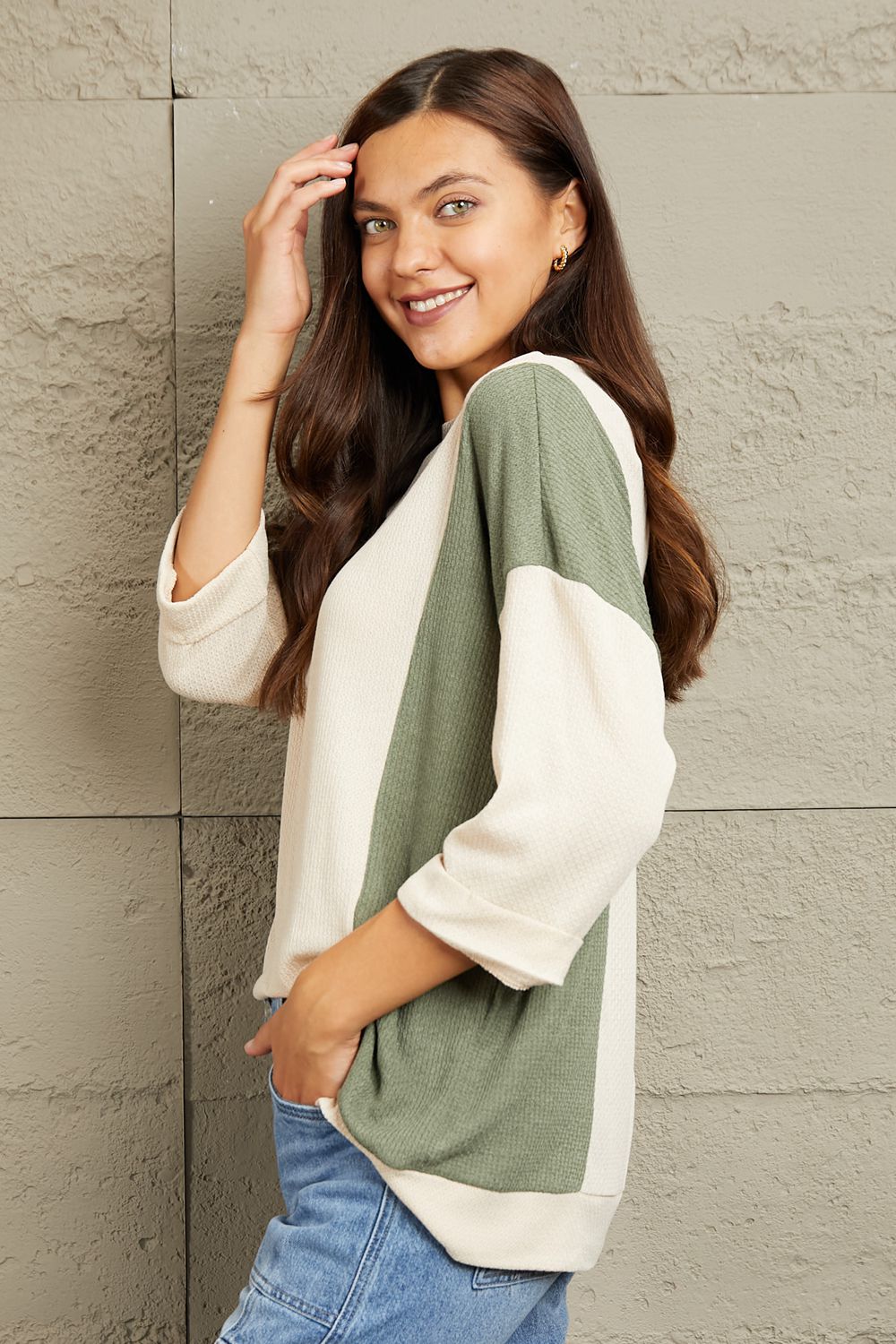 Elevated Style Tr-Color Oversized Top