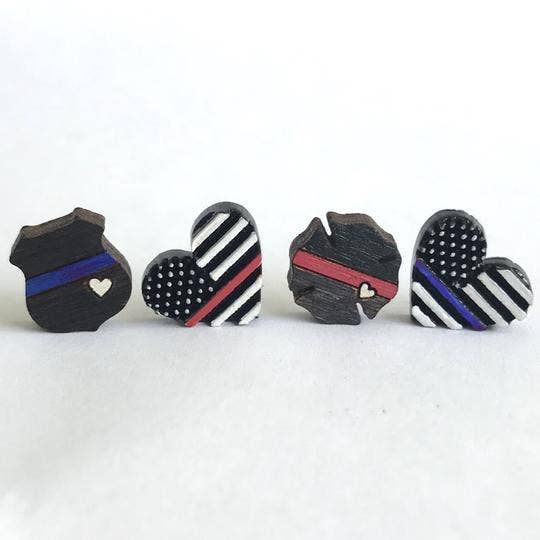 Police & Law Enforcement Blue-Line Studs - USA Hand-Made Earrings