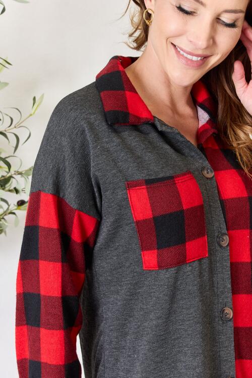Double Time Plaid Shacket - Red/Black