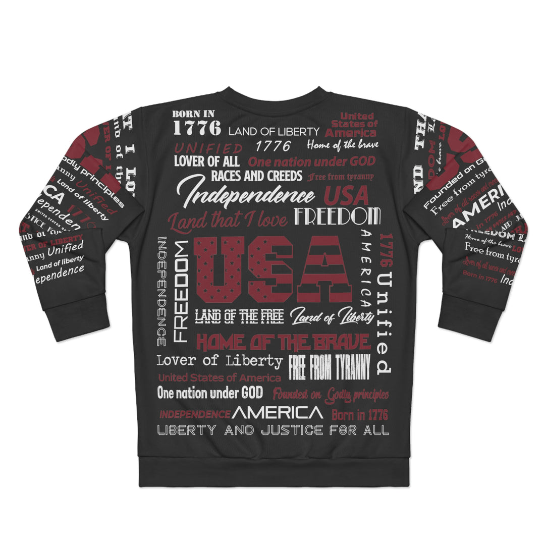 USA Words (Black Base) - Premium Unisex Crew-Neck Sweatshirt