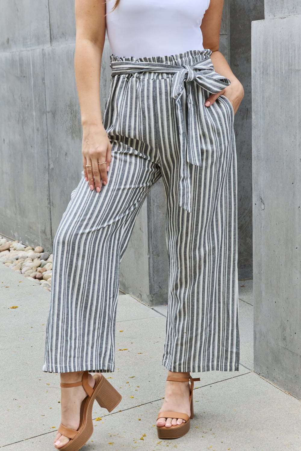Chic Striped Linen Culotte Pants