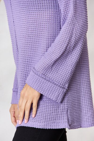 Lavender Love - Exposed Seam Waffle-Knit Top