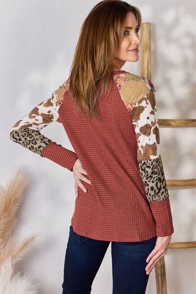 On The Edge Waffle-Knit Top - Rust   Shirts & Tops Joy & Country