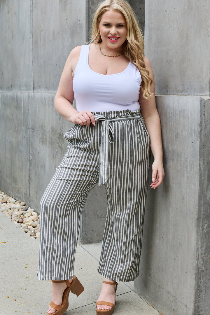 Chic Striped Linen Culotte Pants