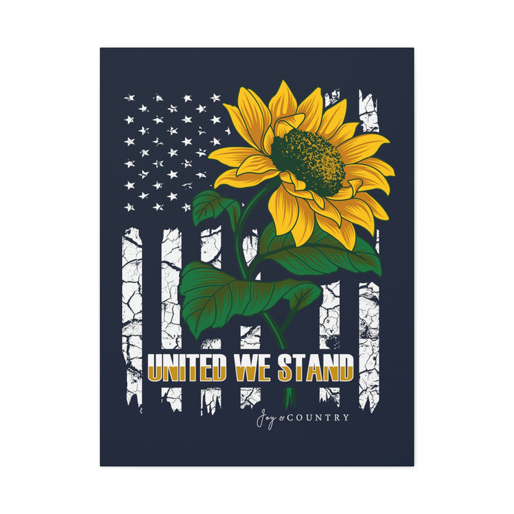 United We Stand American Flag Sunflower - Stretched, 1.25" Canvas Art