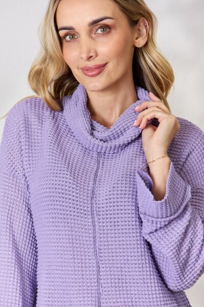 Lavender Love - Exposed Seam Waffle-Knit Top