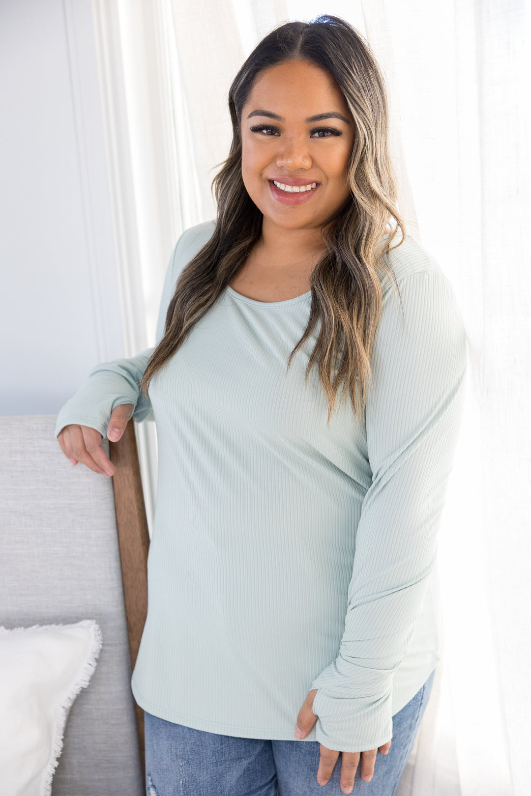 All Day Comfort Thumbhole Top - Mint